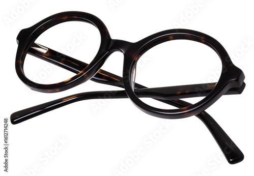 Brown leopard spotted glasses isolated on white background, spectacle for display or advertising sign or for a web banner