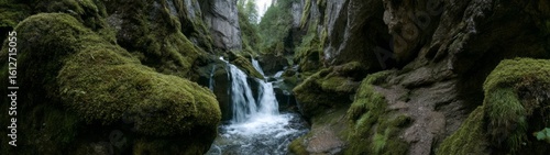 Nature waterfall adventure scenic forest hdr panorama 360 degrees serene environment