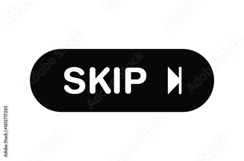 Skip Ad Icon   Bold Black Play & Skip Buttons for Video Ads and Streaming UI