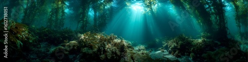 Wallpaper Mural Underwater adventure hdr panoramic view of kelp forests in ocean depths 360 degree perspective Torontodigital.ca