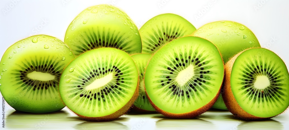 Fototapeta premium kiwi slice Wireframe,creative commons attribution,, Generative AI