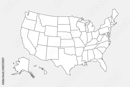 Flat design USA outline map vector illustrations