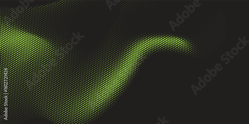abstract green halftones background on black background
