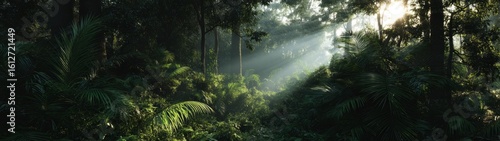 Serene jungle adventure lush forest hdr 360 degree panoramic view tranquil environment