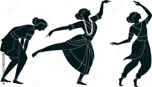 silhouette of a Indian traditional dancing 