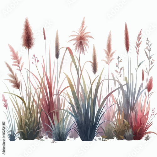 watercolor marsh grass vector , watercolor marsh grass