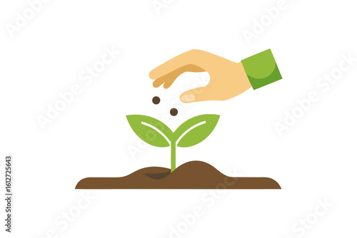 hand planting seed into healthy soil icon