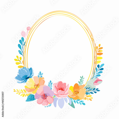Delicate Floral Crown Art for Invitations, Bridal Accessories, and Garden Party Decorations With Romantic Flowers and Vintage Style Elements