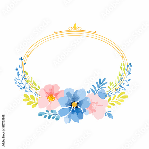 Beautiful Hand-Drawn Floral Crown Illustration for Wedding Decor, Spring Jewelry, and Nature-Inspired Designs with Soft Colors and Elegant Flower Details
