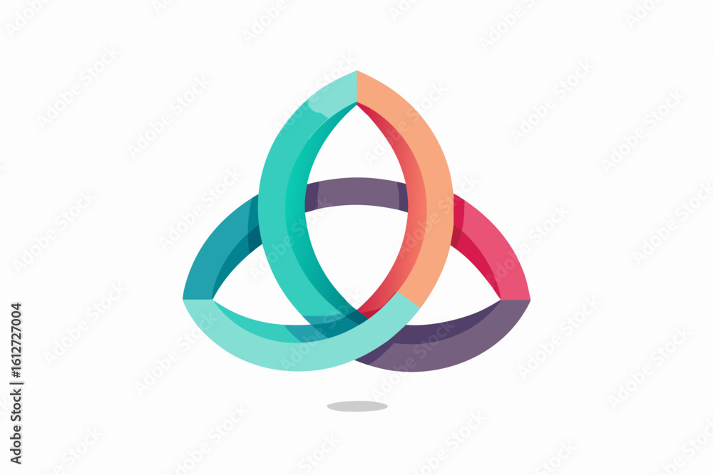 ribbon style venn chart interlocking vector ribbon style venn chart interlocking vector
