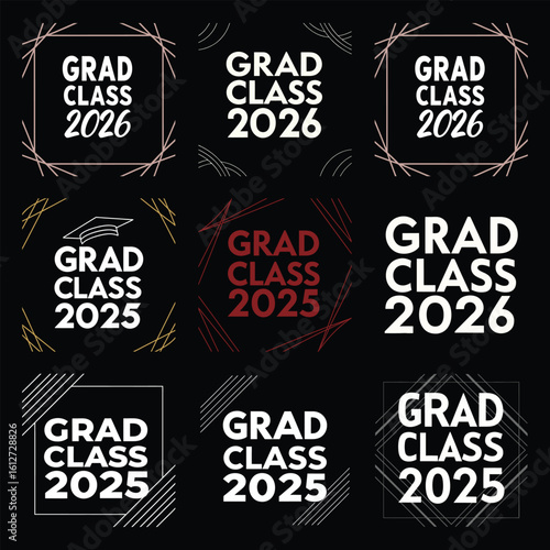 set of Back to school grad class 2025 or 2026 t shirt designs