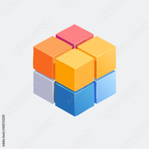 Dynamic abstract 3D tight compositions of cubes and squares with geometric precision, suitable for innovative backgrounds, digital art, or futuristic design themes.
