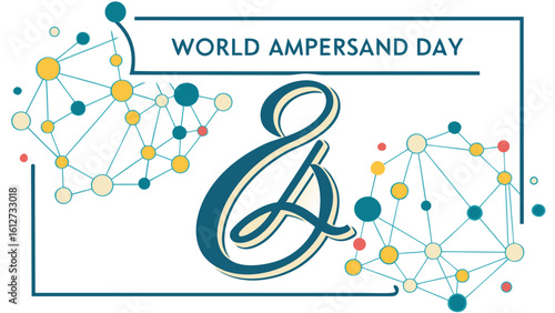 Elegant Vector Illustration for World Ampersand Day – Stylized Ampersand with Global Connection