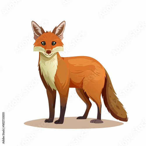 Captivating illustration of a poised fox against a clean backdrop showcasing detail
