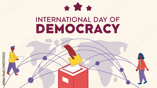 Empowering Vector Illustration for International Day of Democracy – Voting, Unity, and Global Dialogue

