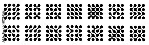 Set black metaballs isolated on a white background. Modern contemporary geometric shapes and elements. Vector illustration