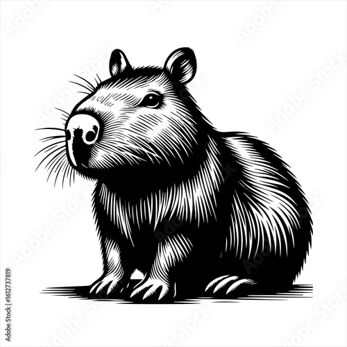 vector illustration of a white rat