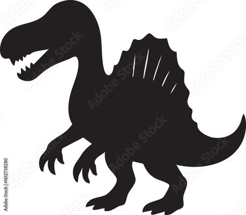 fearsome black Spinosaurus silhouette, perfect for dinosaur themes