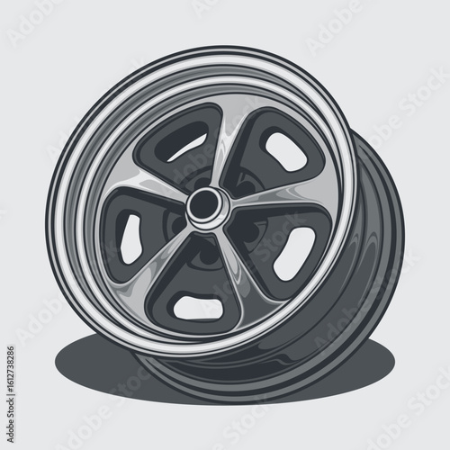 Car wheel illustration for conceptual design. Separated layers, easy to edit or change the colors in your vector supported software.