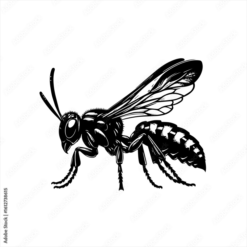 Fototapeta premium Wasp insect with striped body