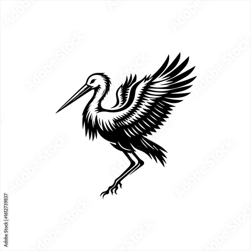 Stork illustration isolated on white