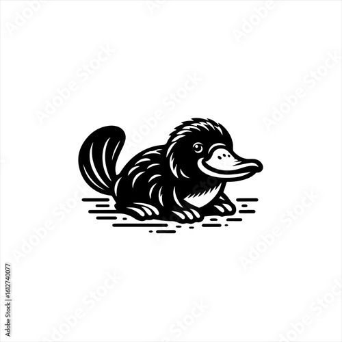 A cute platypus lying down