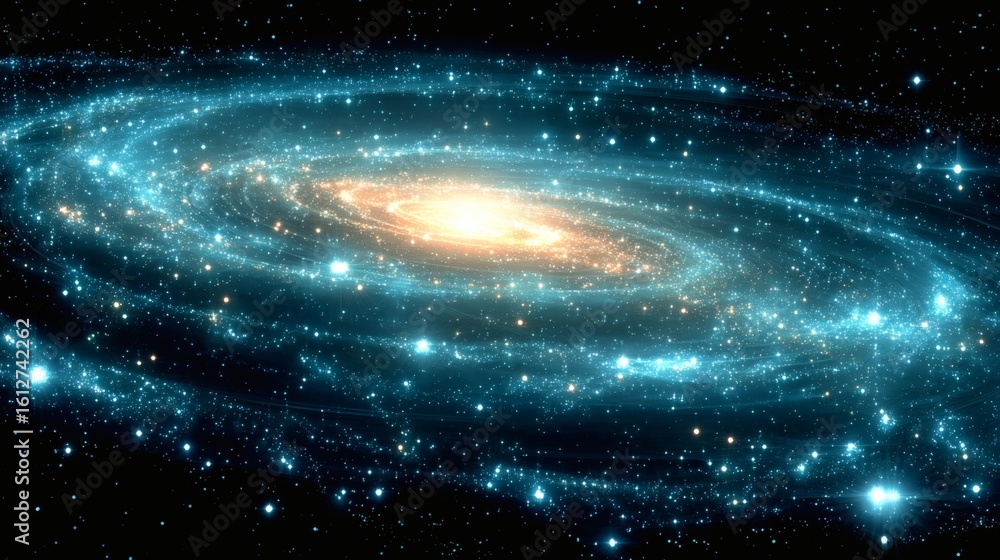 Obraz premium Spiral Galaxy in Deep Space with Bright Center and Starry Surroundings