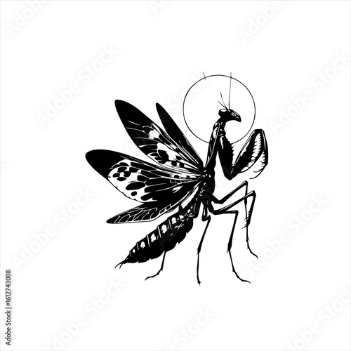 Praying mantis with wings