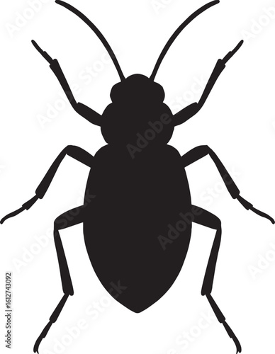 Silhouette of a Bed Bug Insect Pest Representing Infestation and Parasitic Behavior in a Simple yet Striking Design