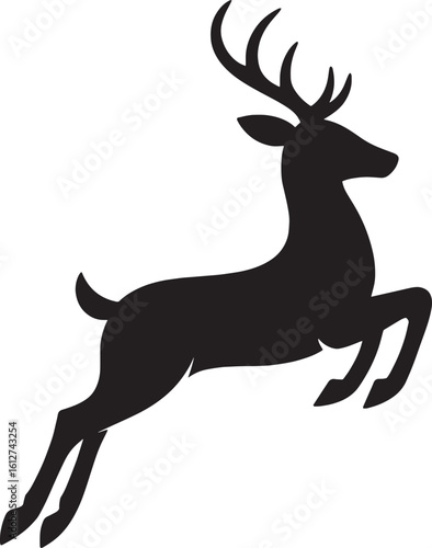 Majestic Silhouette of a Reindeer Frozen Mid Leap Graceful and Elegant Holiday Season Motif