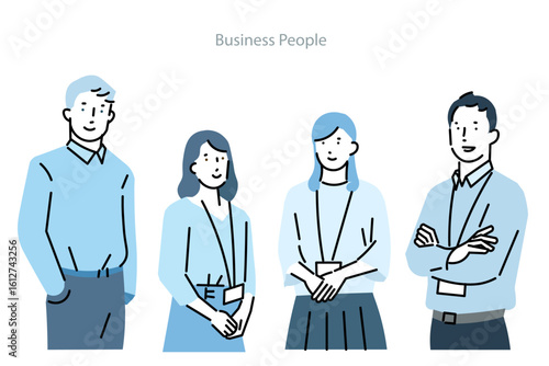 Man and woman - business person with fresh smile - business team startup illustration男性と女性ー爽やかな笑顔のビジネスパーソンービジネスチームのスタートアップイラスト素材