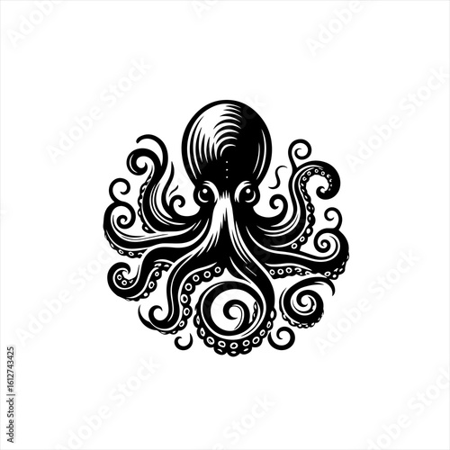 Octopus with swirling tentacles