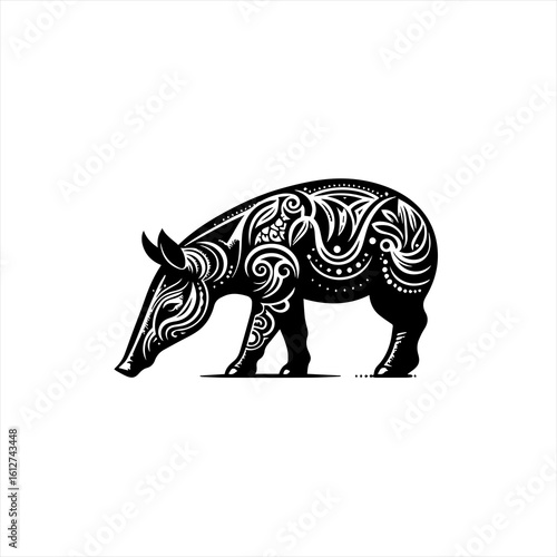 A tapir with tribal pattern