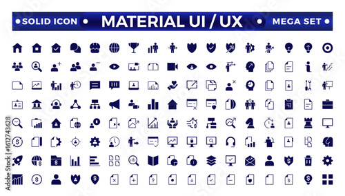 Best collection of material ui ux icon set, user interface icon set collection. Basic User Interface Essential Set. Solid Icons. For App, Web, and Print.
