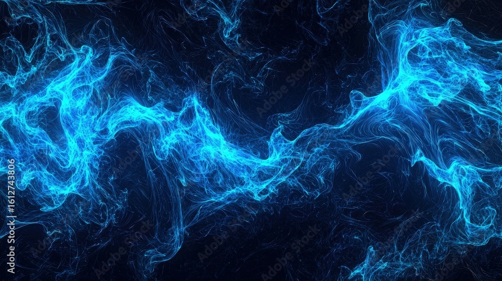 Fototapeta premium Abstract design with flowing blue patterns on a dark background.