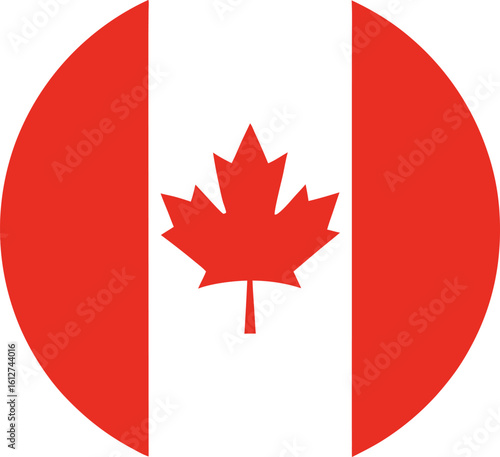 Canadian Flag Circle Red White Maple Leaf