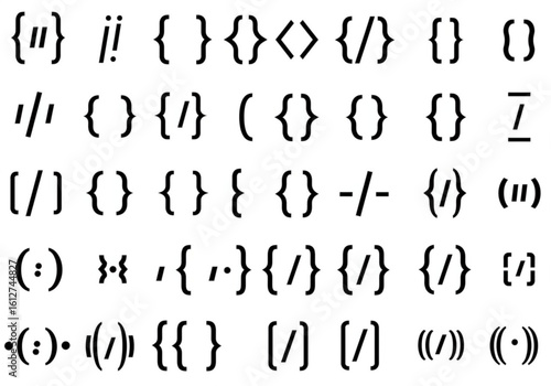 Collection of various punctuation marks and symbols including brackets and braces