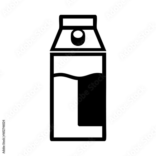Black milk container illustration suitable for dairy products branding, packaging design, and food industry promotional materials. Versatile and modern design.