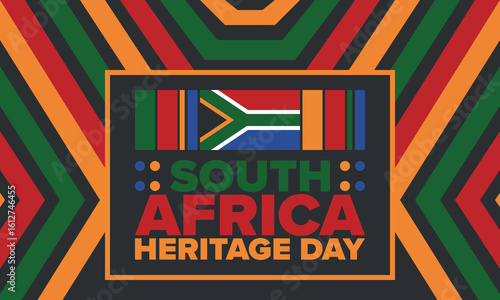 Wallpaper Mural South Africa Heritage Day. Happy holiday. Celebrate culture and traditions of nation. South African flag. Poster with illustration. Pattern design. Vector Torontodigital.ca