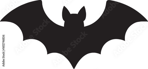 Silhouette of a Bat with Spread Wings Halloween Symbolism and Spooky Nighttime Associations Depicted
