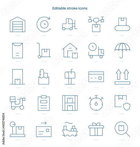 Delivery stroke icon. Delivery line icon set. editable stroke icon pack