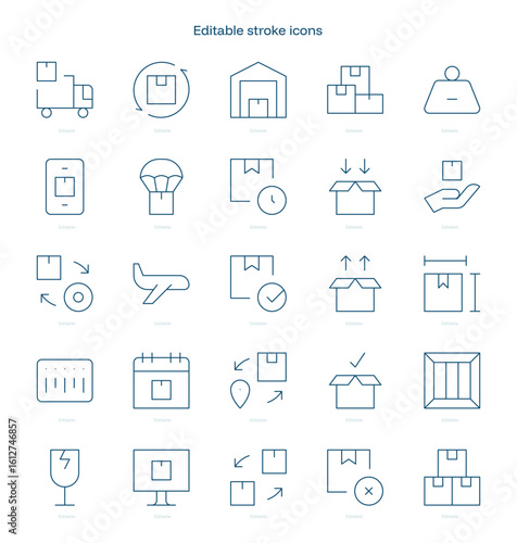 Delivery stroke icon. Delivery line icon set. editable stroke icon pack