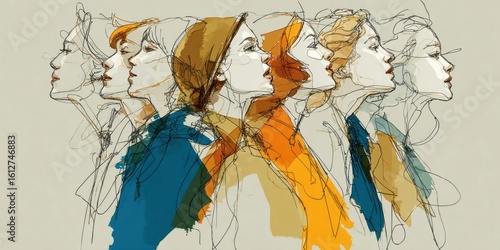 Simple continuous line art commemorating national celebration of women