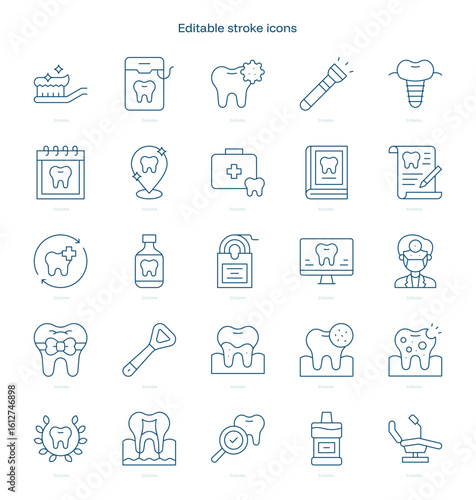 Dentist stroke icon. Dentist line icon set. editable stroke icon pack