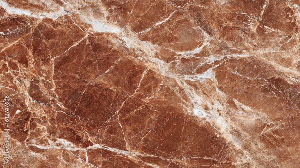 Fototapeta premium This detailed view highlights a luxurious brown marble surface with light and dark veins, perfect for elegant architectural designs. Its unique texture enhances interior aesthetics.