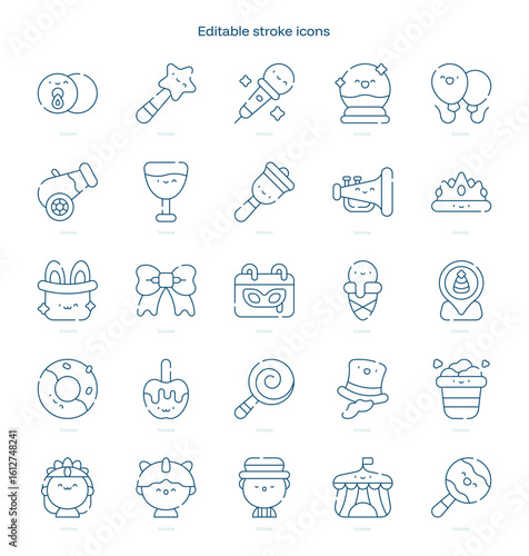 Carnival stroke icon. Carnival line icon set. editable stroke icon pack