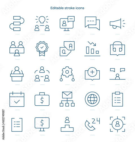 Consulting stroke icon. Consulting line icon set. editable stroke icon pack