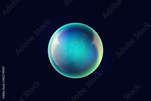 Crystal marble ball sphere in vector. Game glossy orb