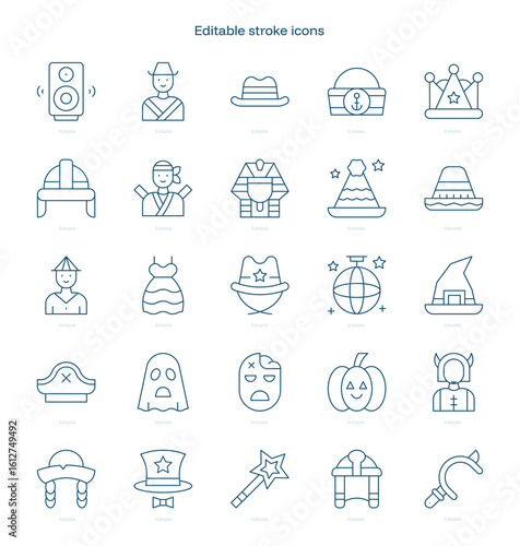 Costume Party stroke icon. Costume Party line icon set. editable stroke icon pack