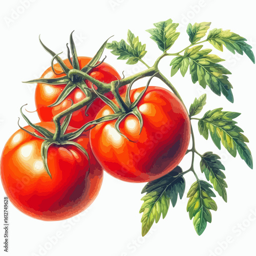 watercolor tomato vine vector , watercolor tomato vine
